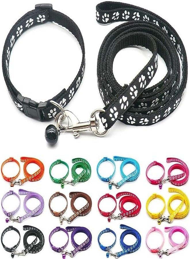 KsPups Pet Printed Nylon Collar and Leash Set - Adjustable and Breathable Puppy Kitten Collar and Leash Set with Loudly Bell, Quick Release Clip Leash for Dogs Pack of-1 (Multicolor) - Image 1